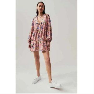 Open Edit Abstract Print Tiered Babydoll Dress